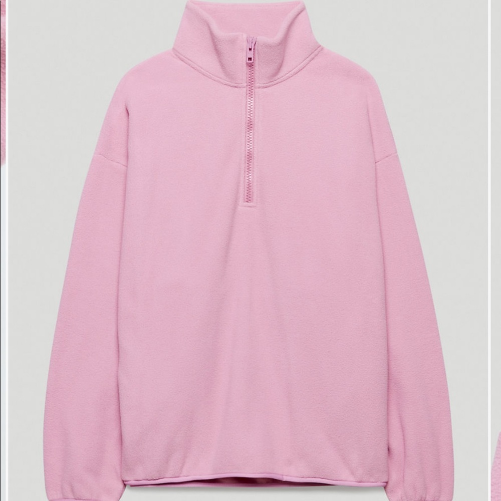 Aritzia TNA polar fleece 1/4 zip soft orchid